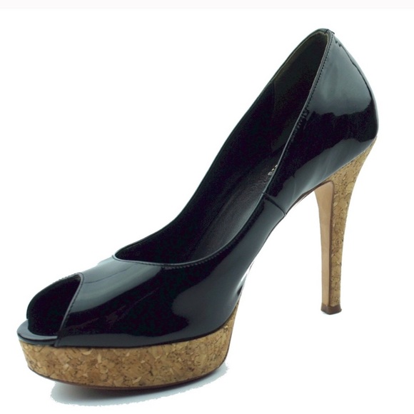 Cole Haan black peep toe platform heels - Picture 2 of 6